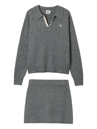 B+ab Cable-knit Mini Skirt Set In Gray