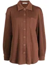 B+ab Cable-knit Textured-finish Shirt In Brown