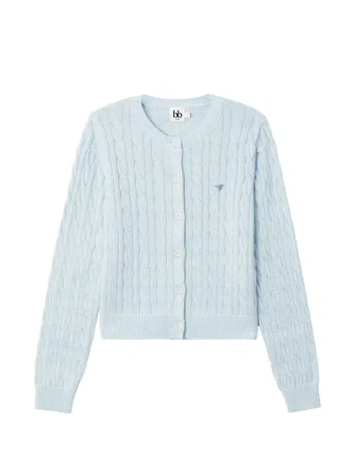 B+ab Cable-knit Bow-detail Cardigan In Blue