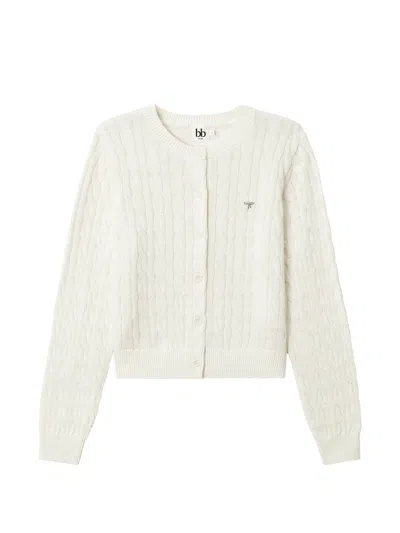 B+ab Cable-knit Bow-detail Cardigan In Multi