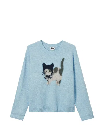 B+ab Cat-motif Sweater In Blue
