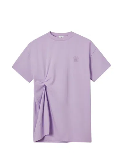 B+ab Cat-print Gathered T-shirt In Purple