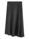 B+ab Checked Frayed-hem Asymmetric Skirt In Black