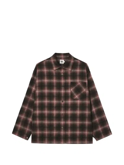B+ab Check-pattern Button-up Shirt Jacket In Brown
