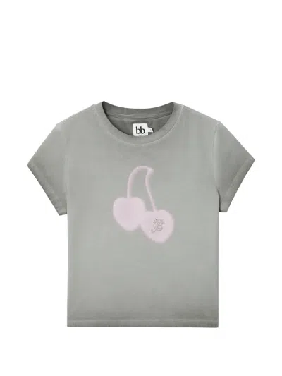 B+ab Cherry-print Crystal-embellished T-shirt In Gray