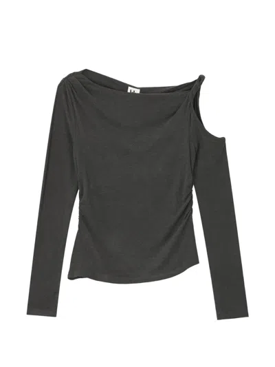 B+ab Cold-shoulder Ruched Blouse In Grey
