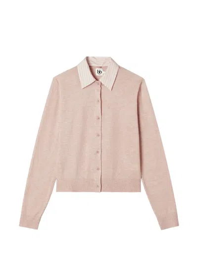 B+ab Contrast-collar Cardigan In Animal Print