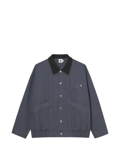 B+ab Contrast-collar Press-stud Jacket In Blue