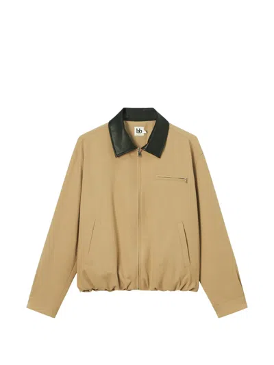 B+ab Contrast-collar Zip-up Jacket In Neutral