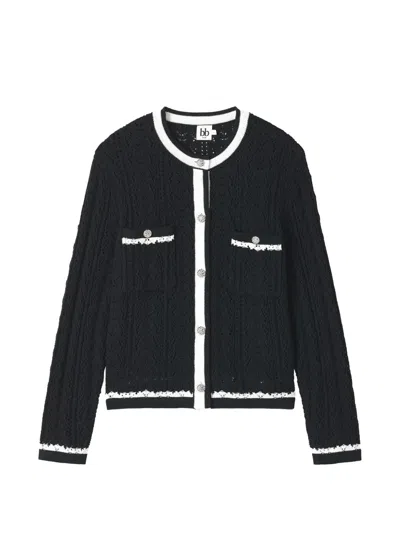 B+ab Contrasting-trim Cardigan In Black