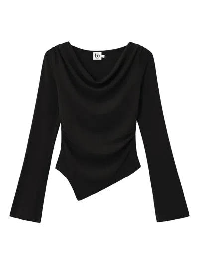 B+ab Cowl-neck Asymmetric Top In Black