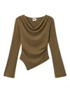 B+ab Cowl-neck Asymmetric Top In Brown