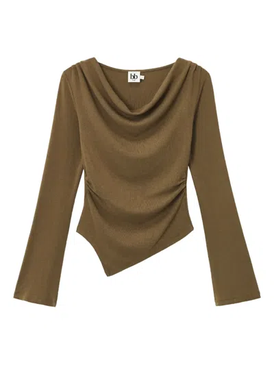 B+ab Cowl-neck Asymmetric Top In Brown