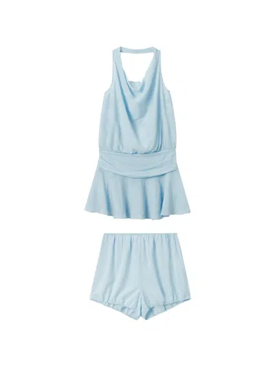 B+ab Cowl-neck Shorts Set (set Of Two) In Blue