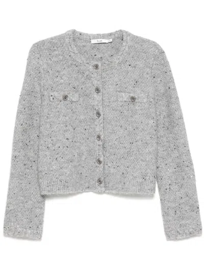 B+ab Crew Neck Cardigan In Grey