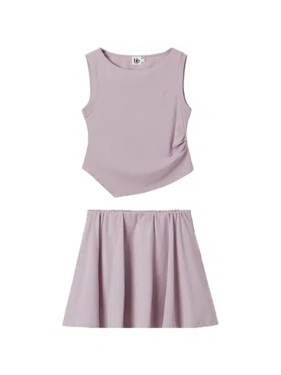 B+ab Crew-neck A-line Mini Skirt In Purple