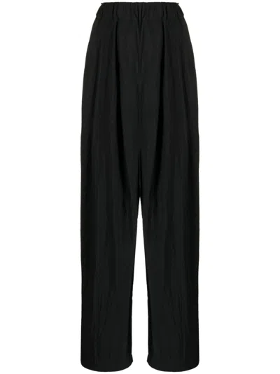 B+ab Crinkled-finish High-waisted Trousers In Black