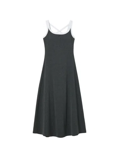B+ab Criss-cross Strap Midi Dress In Gray