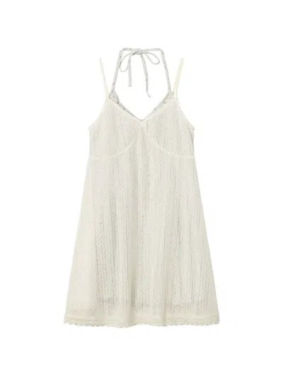 B+ab Crochet-knit Layered Mini Dress In White