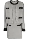 B+ab Crystal-embellished Button Fine-knit Suit Skirt In Grey