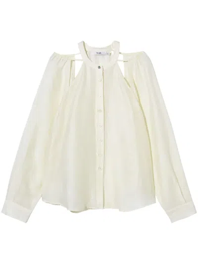 B+ab Cut-out Collarless Shirt In Neutrals