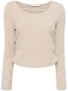 B+ab Cut-out Ribbed Top In 褐色