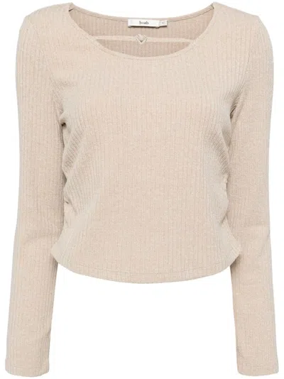 B+ab Cut-out Ribbed Top In 褐色