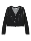 B+ab Distressed Button Cardigan In Black