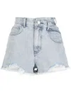 B+AB DISTRESSED-EFFECT HIGH-RISE DENIM SHORTS