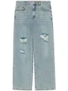 B+ab Distressed-effect Mid-rise Jeans In Blue