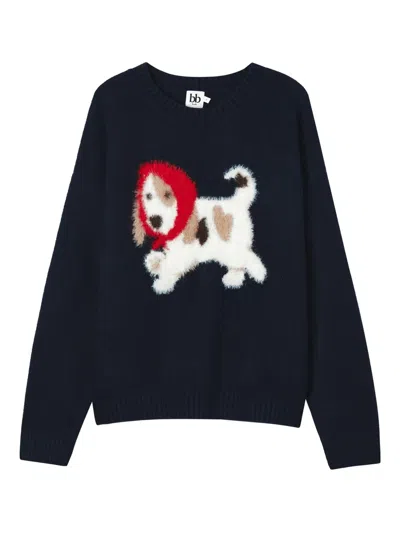 B+ab Dog-graphic Sweater In Blue