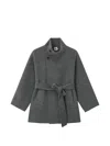 B+ab Double-breasted Belted Coat In Gray