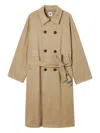 B+ab Double-breasted Belted Coat In Neutral