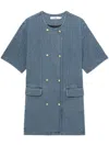 B+ab Double-breasted Textured Denim Mini Dress In 蓝色
