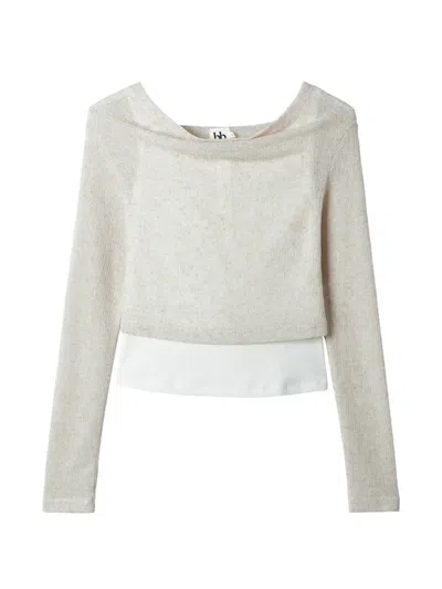 B+ab Draped Hooded Top In Brown