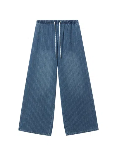 B+ab Nadelstreifen-hose Mit Kordelzug In Blue