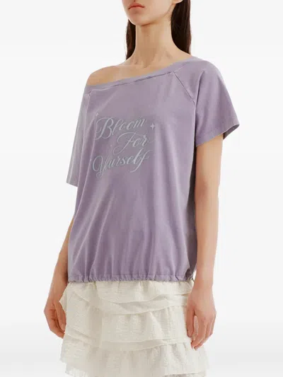 B+ab Drawstring-hem T-shirt In Purple