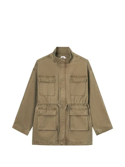 B+ab Drawstring-waist Multi-pocket Jacket In Brown