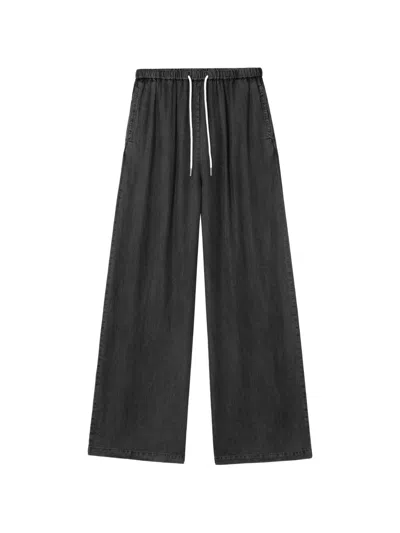 B+ab Drawstring-waist Wide-leg Jeans In Black