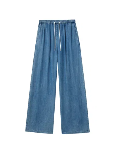 B+ab Drawstring-waistband Wide-leg Jeans In Blue