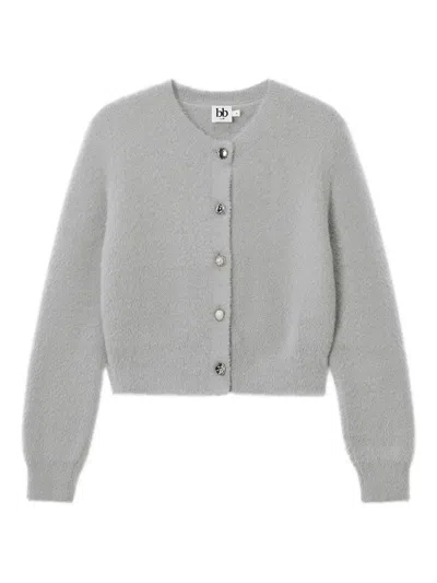 B+ab Embellished-button Cardigan In Gray