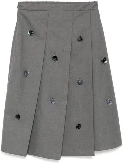 B+ab Embellished Pleated Midi Skirt In Grey