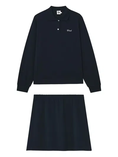 B+ab Embroidered-logo Cotton Ensemble (set Of Two) In Blue