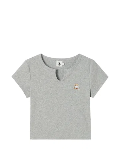 B+ab Embroidered-patch T-shirt In Gray