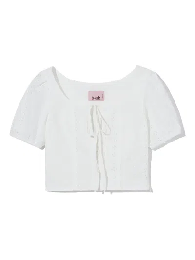 B+ab Eyelet Lace-up Top In Blue
