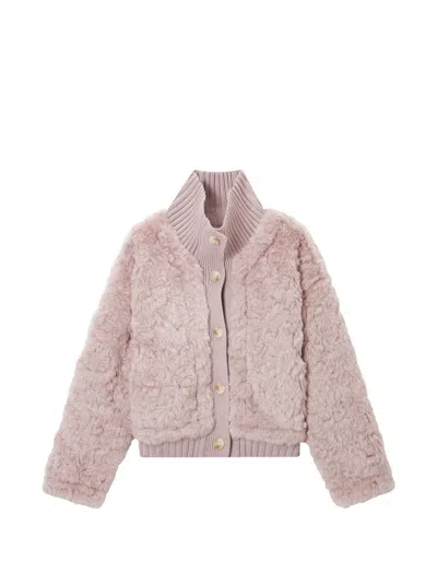 B+ab Faux Fur Funnel-neck Jacket In Pink