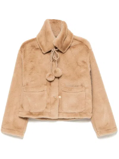 B+ab Faux-fur Jacket In Neutrals