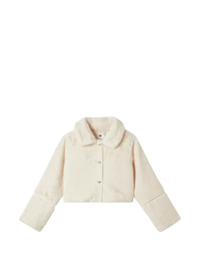 B+ab Faux-fur Cropped Jacket In White