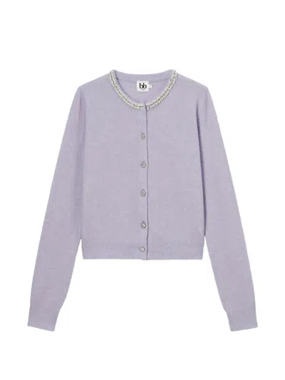 B+ab Faux-pearl Embellished Cardigan In Purple