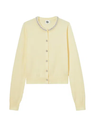 B+ab Faux-pearl Embellished Cardigan In Yellow
